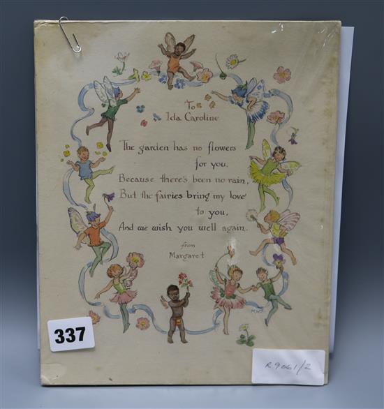 Margaret Tarrant, watercolour, illustrated poem, signed monograms